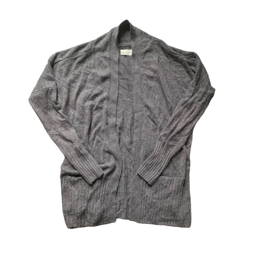 Azure Skies Gray Cashmere Blend Open Front Cardigan XS